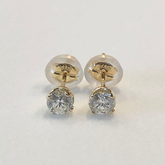 一粒ダイヤモンド ピアス / 18K YG